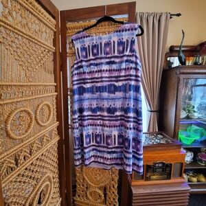 Tahari Purple Patterned Dress